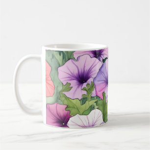 Watercolor petunia flowers coffee mug