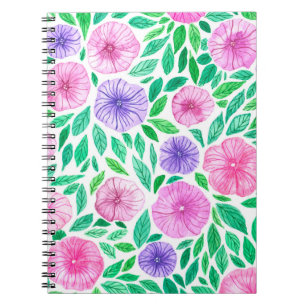 Watercolor petunia garden notebook