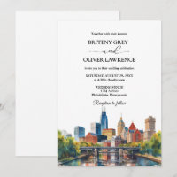 Watercolor Philadelphia Pennsylvania City Wedding