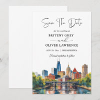 Watercolor Philadelphia Pennsylvania skyline