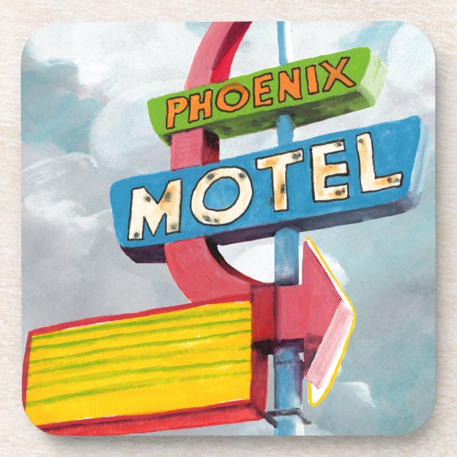 Watercolor Phoenix Motel Coaster (Front)