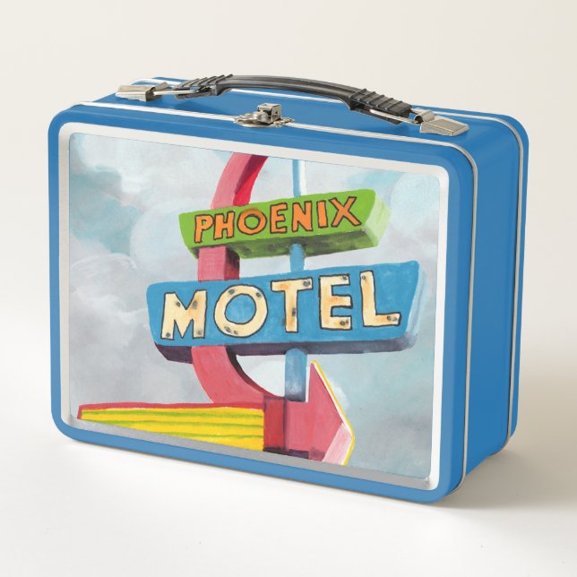 Watercolor Phoenix Motel Metal Lunch Box (Front)