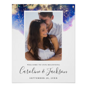 Watercolor Photo Custom Wedding Welcome Sign