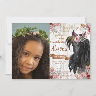 Watercolor Photo horse birthday cowgirl Invitation