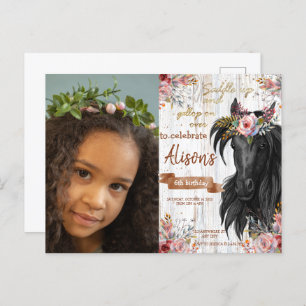 Watercolor Photo horse birthday cowgirl Postcard
