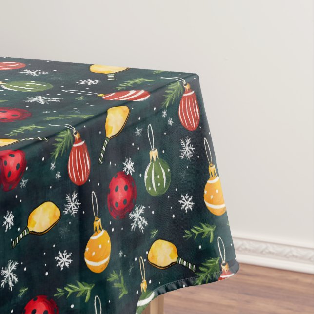 Watercolor Pickleball Holiday Rally Tablecloth (In Situ)
