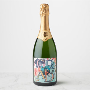 Watercolor Picture Graduation Sparkling Wine Label