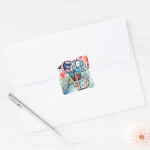 Watercolor Picture Graduation Square Sticker