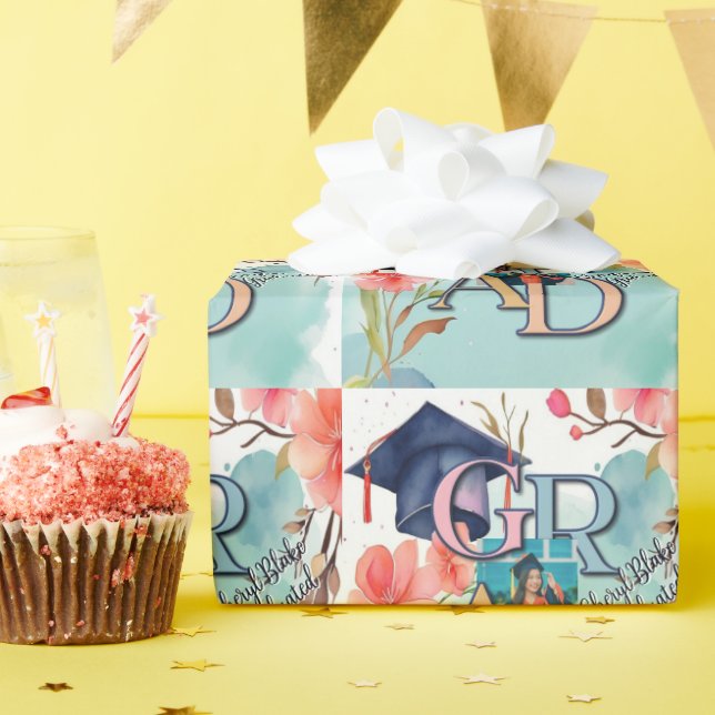 Watercolor Picture Graduation Wrapping Paper (Birthday Party)
