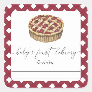 Watercolor pie - Baby Shower bookplate Square Sticker