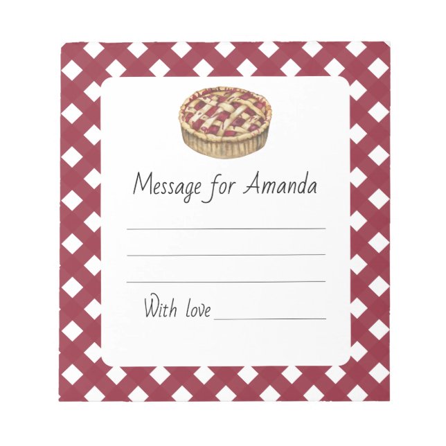 Watercolor pie birthday time capsule message notepad (Front)