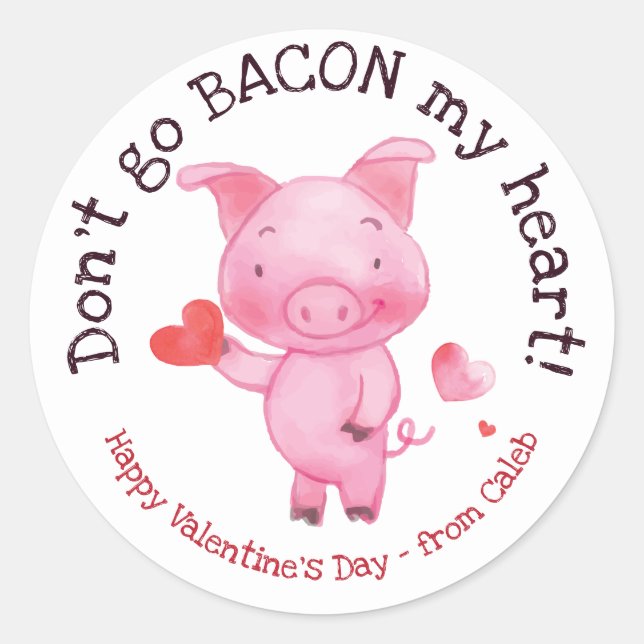 Watercolor Pig Valentine Sticker (Front)
