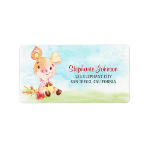 Watercolor Piggy Farm Label