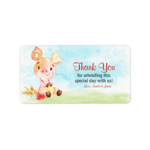 Watercolor Piggy Farm Thank You Label