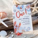 Watercolor Pinch Me Lobster Coastal 1st Birthday Invitation<br><div class="desc">Pinch me... . Im One! Coastal Lobster 1st Birthday Invitation is perfect for your little one's nautical-themed celebration. Featuring a pale blue background with lively red lobsters, seashells, starfish, anchors, fish, and life buoys, this design brings festive charm in shades of red, white, and blue. Set the scene for a...</div>