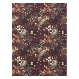 Watercolor Pine and Berry holiday floral pattern Tablecloth