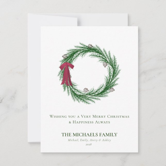 Watercolor Pine and Pine Cones Christmas Holiday  (Front)