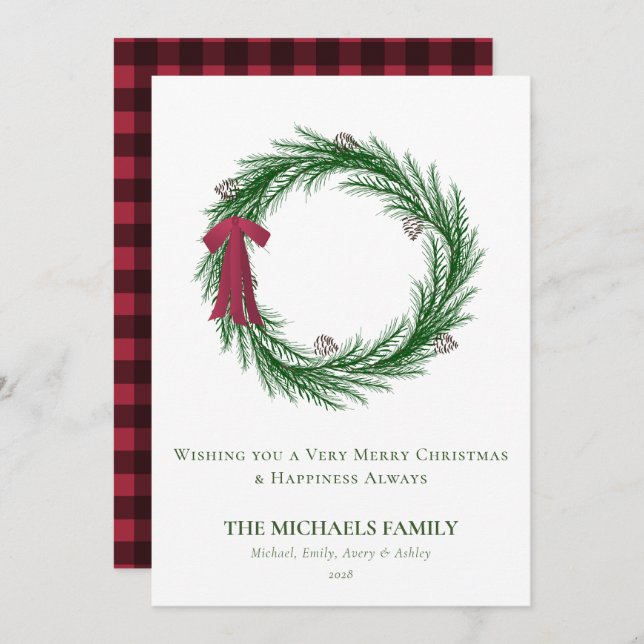 Watercolor Pine and Pine Cones Christmas Holiday  (Front/Back)