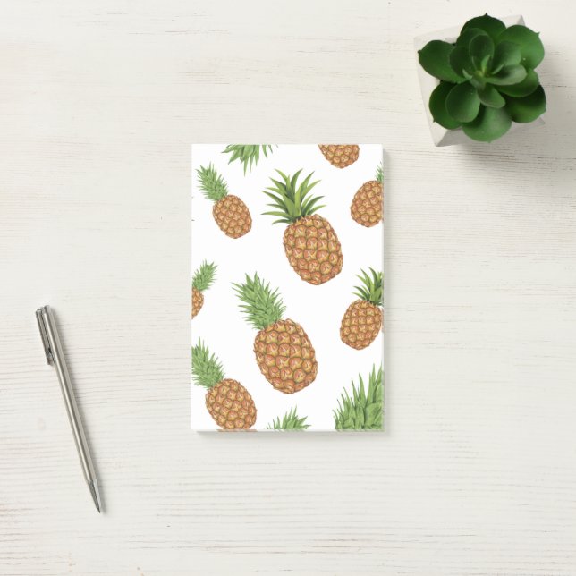 Watercolor pine-apple pattern 1 post-it notes (Office)