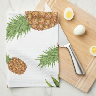 Watercolor pine-apple pattern 1 tea towel