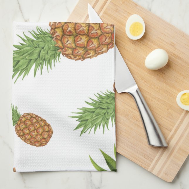 Watercolor pine-apple pattern 1 tea towel (Quarter Fold)