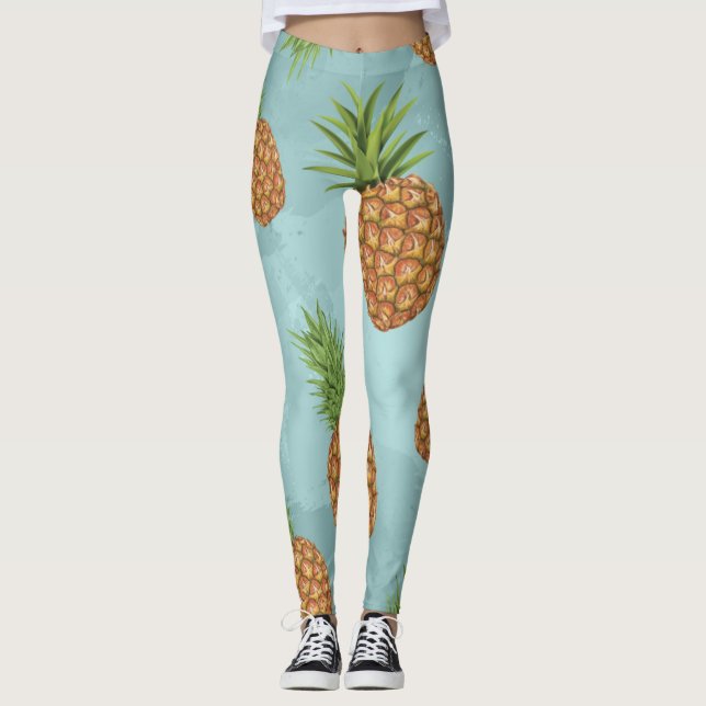 Watercolor pine-apple pattern 2 leggings (Front)