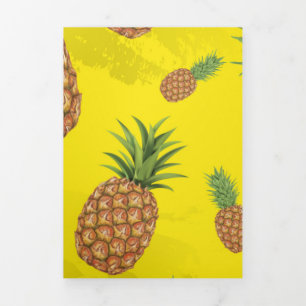 Watercolor pine-apple pattern 3 Tri-Fold holiday card