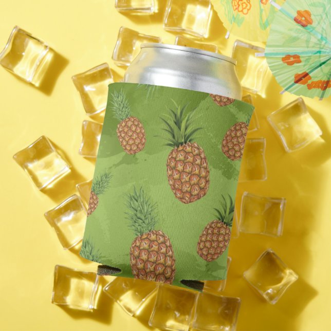 Watercolor pine-apple pattern 4 can cooler (In Situ Summer)