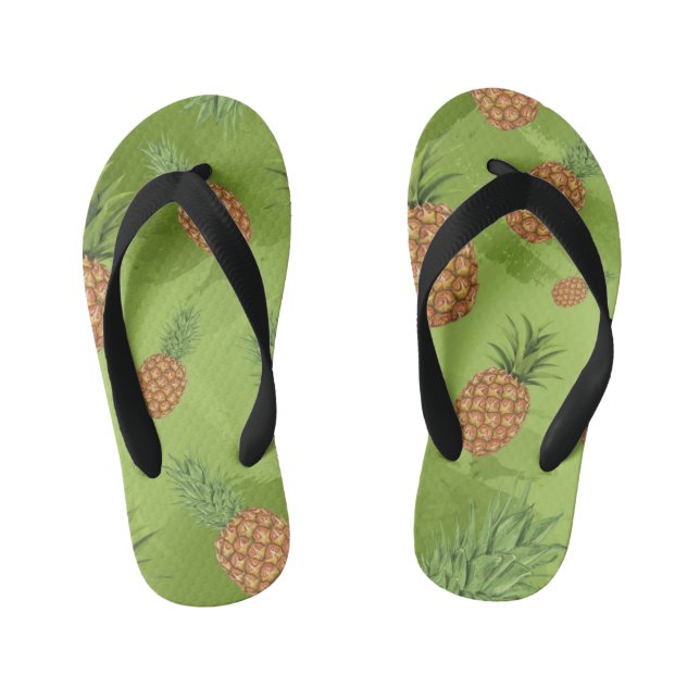 Watercolor pine-apple pattern 4 kid's jandals (Footbed)