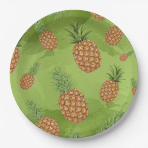 Watercolor pine-apple pattern 4 paper plate