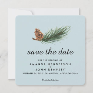 Watercolor Pine Branch Winter Save the Date