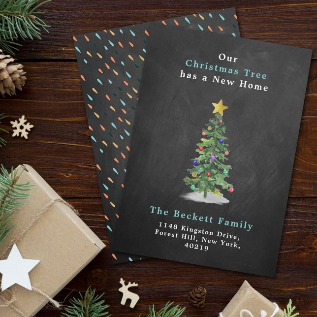 Watercolor Pine Christmas Tree New Home Holiday Card (Creator Uploaded)
