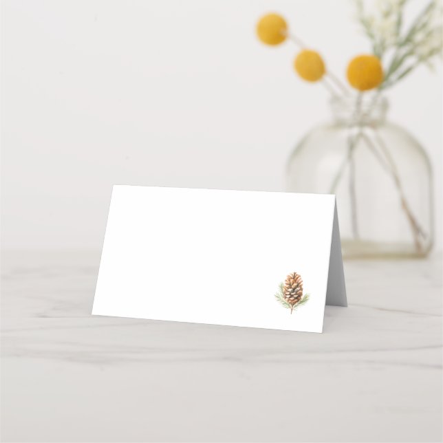 Watercolor Pine Cone Place Card (Front)