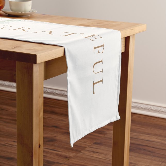 Watercolor Pine Cone Thankful Table Runnder Long Table Runner (In Situ)