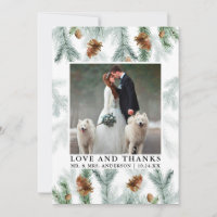 Watercolor Pine Cones Love Thanks Wedding Photo