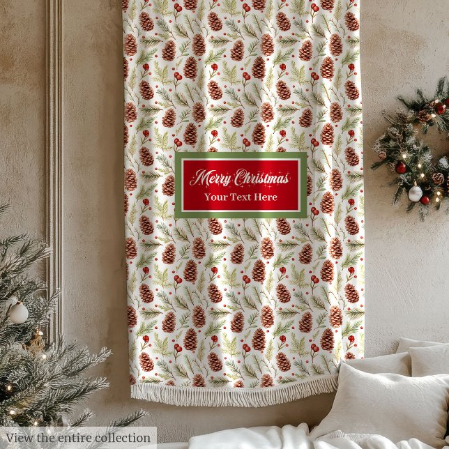 Watercolor pine cones pastel green festive blanket (Watercolor pine cones pastel green festive blanket)