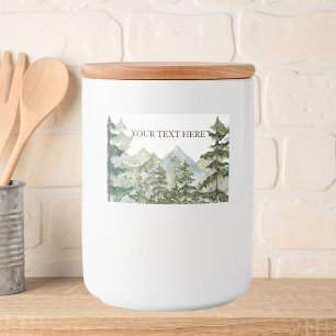Watercolor Pine Forest and Mountain Rustic Food Label