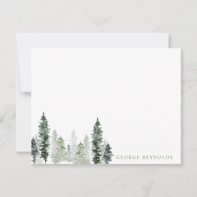  Watercolor Pine Forest Card (Front)