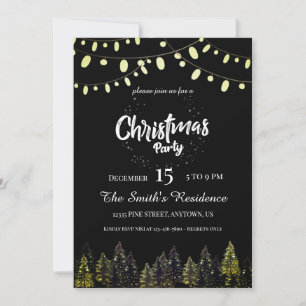 Watercolor Pine Forest Christmas Invitation