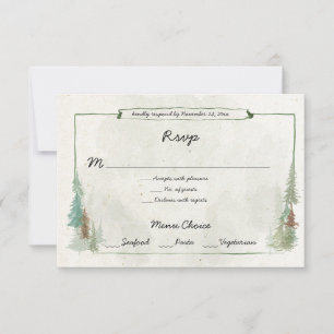 Watercolor Pine Forest Menu Choice RSVP