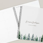 Watercolor Pine Forest on Grey 2024 Planner<br><div class="desc">Custom-designed spiral planner featuring watercolor pine trees design with custom name and text on light grey colour background.</div>