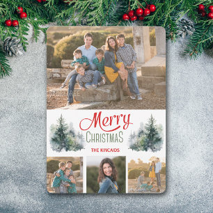 Watercolor Pine Forest Photo Template Christmas