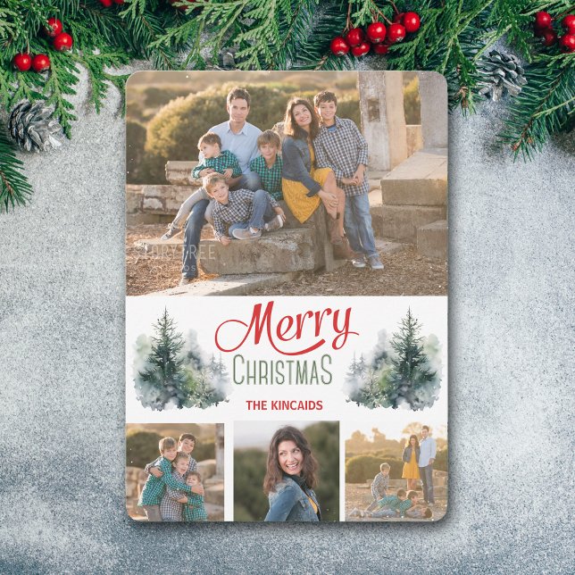 Watercolor Pine Forest Photo Template Christmas (Creator Uploaded)