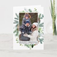Watercolor Pine Frame Season's Greetings Folded