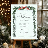 Watercolor Pine Garland Wedding Welcome Mint Green