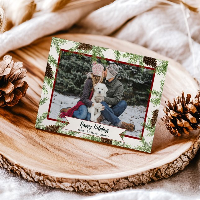 Watercolor Pine Ivory Winter Holiday One Photo  (Creator Uploaded)