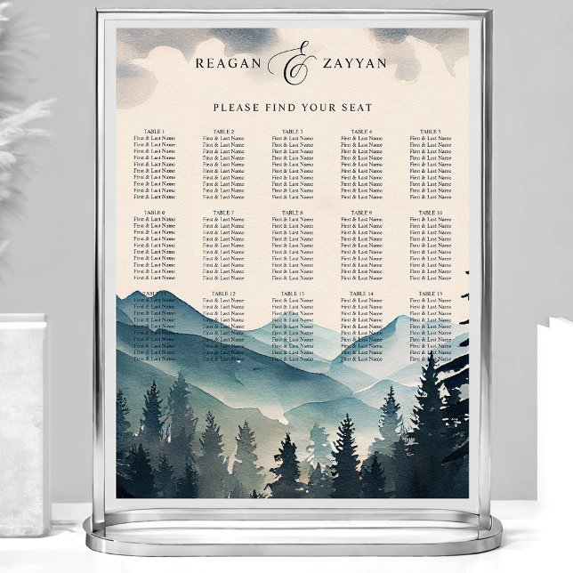 Watercolor Pine Mountain Wedding Seating Chart (Creator Uploaded)