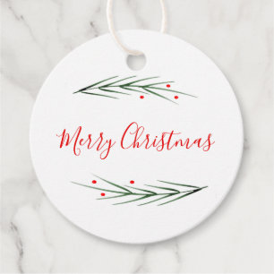 Watercolor Pine Needles and Berries gift tags