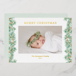 Watercolor Pine Needles Garland Christmas Photo