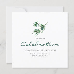 Watercolor Pine Needles Invitation